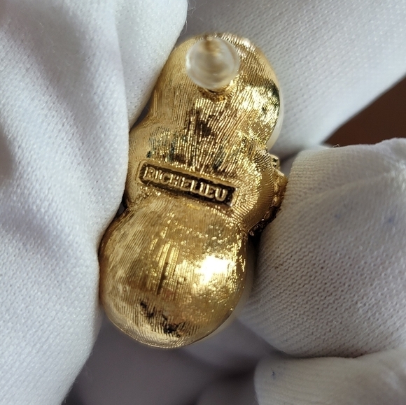 Vintage Richelieu Earrings Gold Tone Faux Pearl Red Crystal #874 - Picture 7 of 14